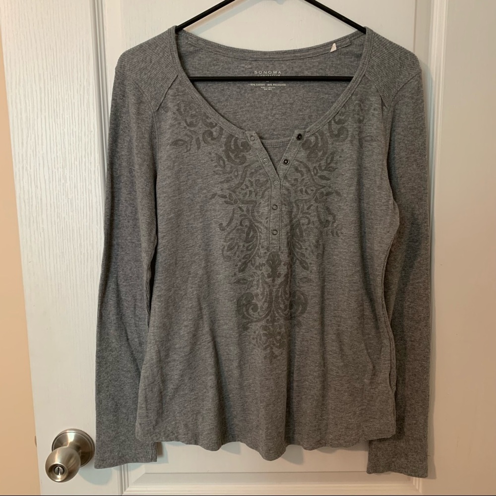 Sonoma waffle knit graphic design long sleeve top